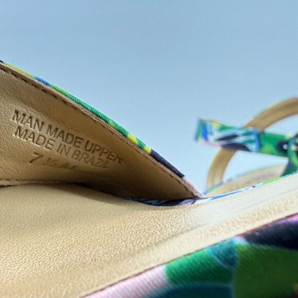 Talbots Floral Tropical Print Block Heel Sz 7.5M Ankle Strap‎ Sandals Colorful - Picture 15 of 15